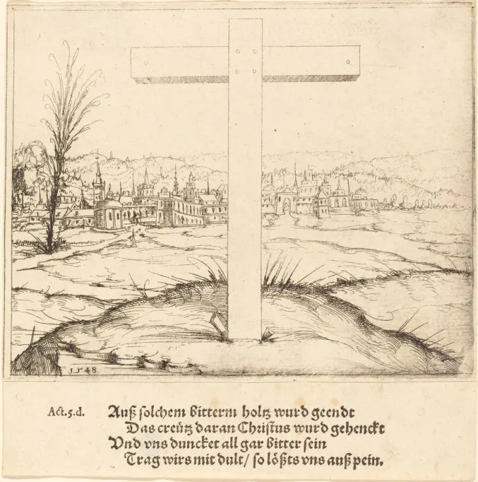 Framed Print : The Cross of Christ, 1548. Creator: Augustin Hirschvogel Framed Print : The Cross of Christ, 1548. Creator: Augustin Hirschvogel