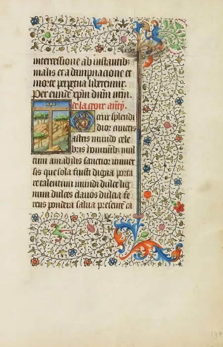 Framed Print : A Cross in a Landscape; Book of Hours, about 1440-1450. Creator: Workshop of the Bedford Master Framed Print : A Cross in a Landscape; Book of Hours, about 1440-1450. Creator: Workshop of the Bedford Master