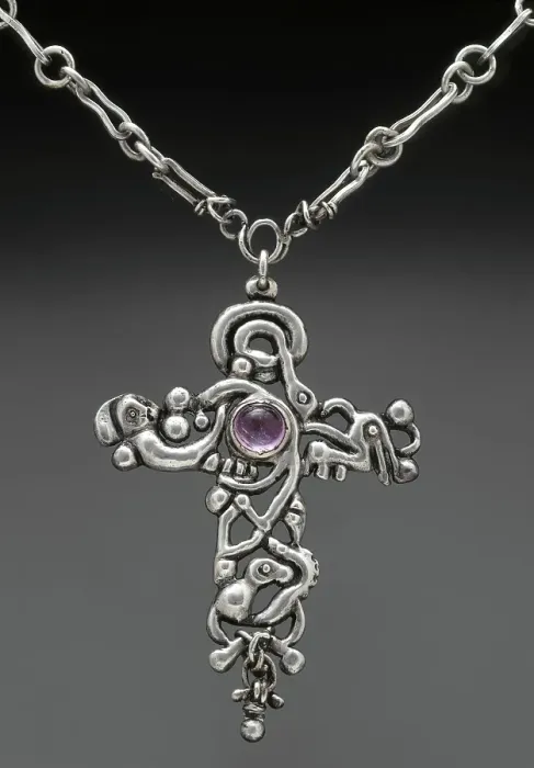 Framed Print : Cross pendant with chain, about 1907-1911. Creator: Janet Payne Bowles Framed Print : Cross pendant with chain, about 1907-1911. Creator: Janet Payne Bowles