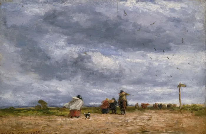 Framed Print : The Cross Roads, 1850. Creator: David Cox the elder Framed Print : The Cross Roads, 1850. Creator: David Cox the elder