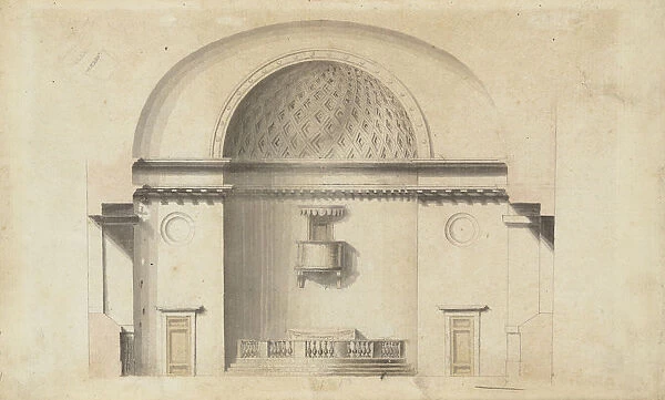 Cross-section of a chapel (?); verso: Pavillion in Neogothic style, ca. 1800