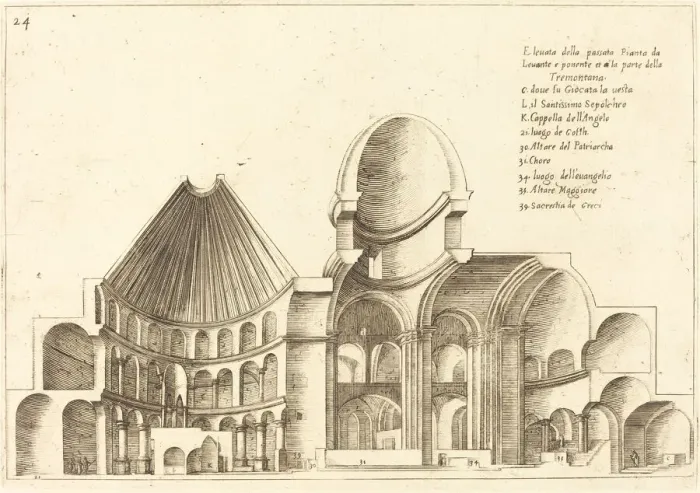 Framed Print : Cross-Section of the Church of the Holy Sepulchre, 1619. Creator: Jacques Callot Framed Print : Cross-Section of the Church of the Holy Sepulchre, 1619. Creator: Jacques Callot