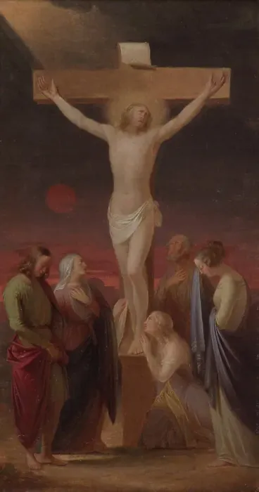 Framed Print : On the Cross, sketch of the altarpiece of Pielisjärvi church, 1848. Creator: Berndt Godenhjelm Framed Print : On the Cross, sketch of the altarpiece of Pielisjärvi church, 1848. Creator: Berndt Godenhjelm