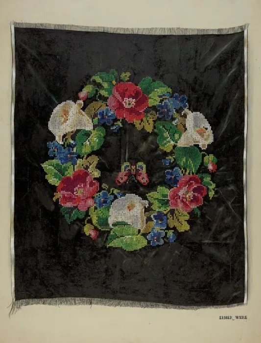 Framed Print : Cross Stitch, c. 1938. Creator: Elmer Weise Framed Print : Cross Stitch, c. 1938. Creator: Elmer Weise