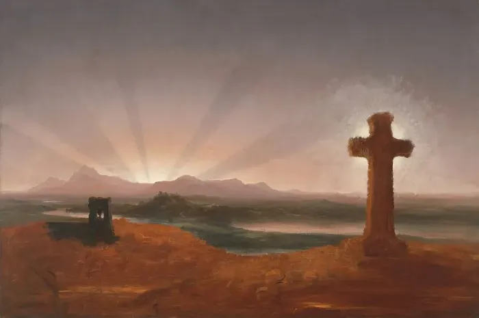 Framed Print : Cross at Sunset, 1848. Creator: Thomas Cole