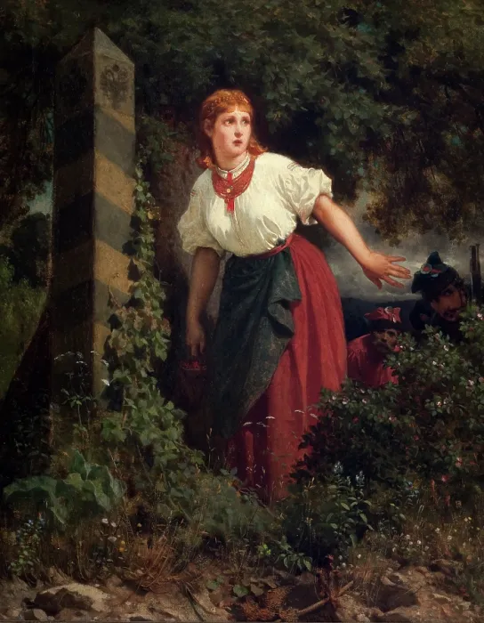 Framed Print : Crossing the Border, 1865. Creator: Artur Grottger