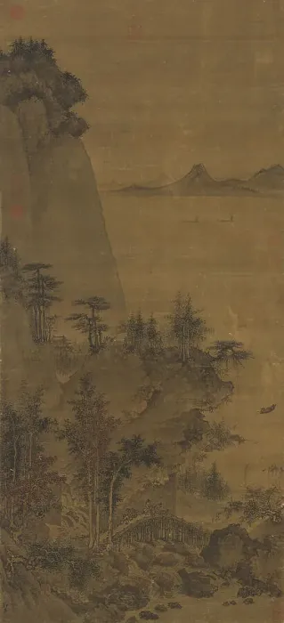 Framed Print : Crossing a Bridge over a Stream, 15th century. Creator: Dai Jin (1388-1462) Framed Print : Crossing a Bridge over a Stream, 15th century. Creator: Dai Jin (1388-1462)