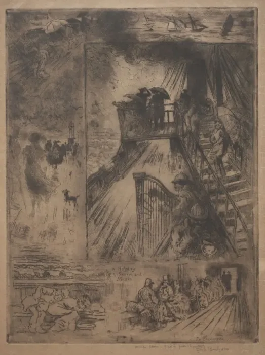 Framed Print : The Crossing, c. 1880. Creator: Felix Hilaire Buhot (French, 1847-1898) Framed Print : The Crossing, c. 1880. Creator: Felix Hilaire Buhot (French, 1847-1898)