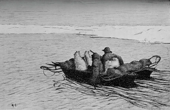 Framed Print : Crossing a Crack in the Ice, c1893-1896, (1897) Framed Print : Crossing a Crack in the Ice, c1893-1896, (1897)