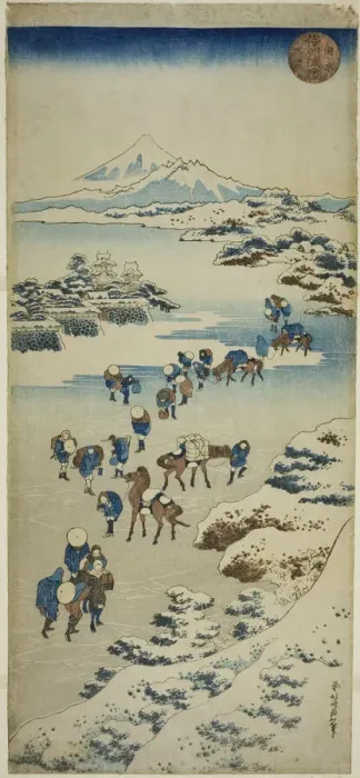 Framed Print : Crossing the Frozen Suwa Lake in Shinano Province (Shinshu Suwa kosui kori watari), Japan Framed Print : Crossing the Frozen Suwa Lake in Shinano Province (Shinshu Suwa kosui kori watari), Japan