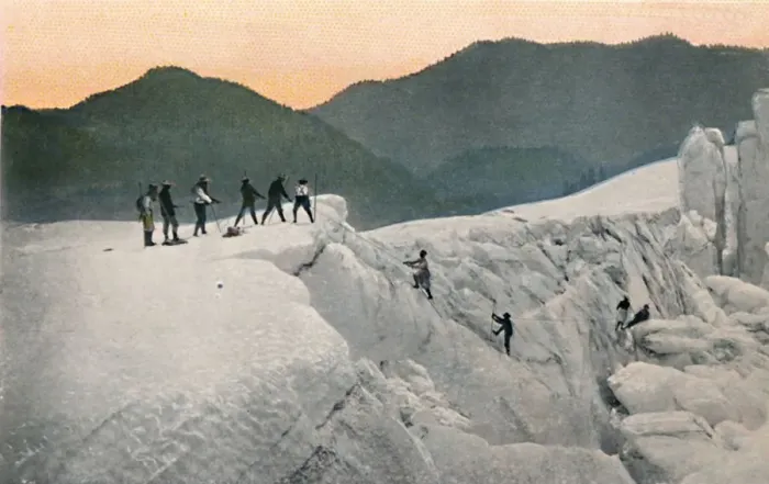 Framed Print : Crossing a Glacier, Mount Rainier, c1916. Artist: Asahel Curtis Framed Print : Crossing a Glacier, Mount Rainier, c1916. Artist: Asahel Curtis