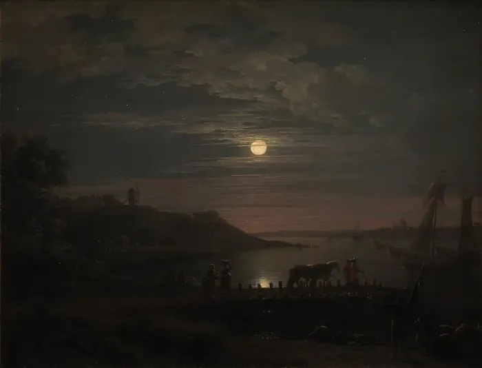 Framed Print : The Crossing over the Little Belt at Snoghoj. Moonrise, 1787. Creator: Jens Juel Framed Print : The Crossing over the Little Belt at Snoghoj. Moonrise, 1787. Creator: Jens Juel