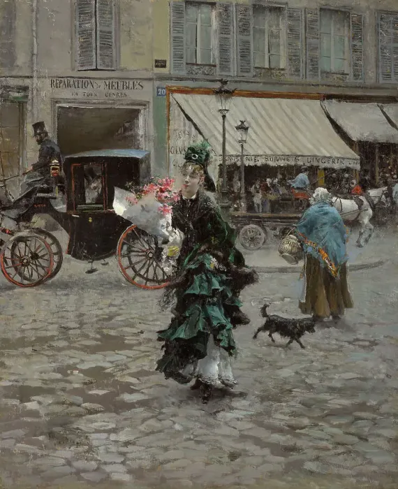 Framed Print : Crossing The Street, 1873-75. Creator: Giovanni Boldini Framed Print : Crossing The Street, 1873-75. Creator: Giovanni Boldini