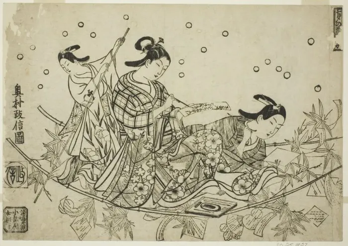 Framed Print : The Crossing of the Tanabata Boat (Tanabata no towataru fune), c. 1715 Framed Print : The Crossing of the Tanabata Boat (Tanabata no towataru fune), c. 1715