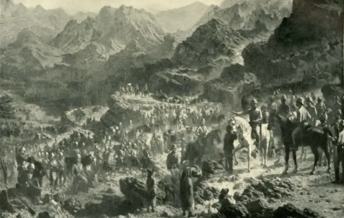 Framed Print : Crossing the Zamburak Kotal, (1901). Creator: Unknown Framed Print : Crossing the Zamburak Kotal, (1901). Creator: Unknown