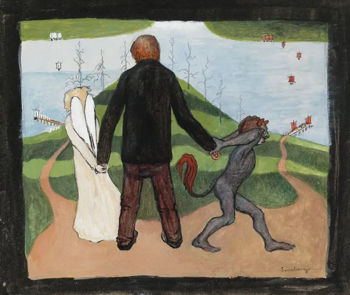 Framed Print : At the Crossroads, 1896. Creator: Hugo Simberg Framed Print : At the Crossroads, 1896. Creator: Hugo Simberg