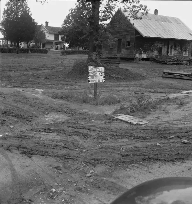 Framed Print : Crossroads hamlet after a rain, Culbreth, Granville County, North Carolina, 1939. Creator: Dorothea Lange
