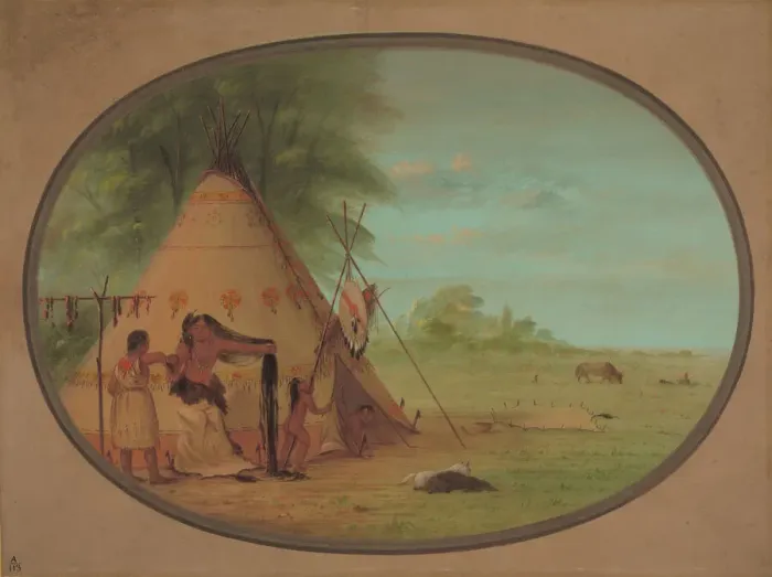 Framed Print : A Crow Chief at His Toilette, 1861 / 1869. Creator: George Catlin Framed Print : A Crow Chief at His Toilette, 1861 / 1869. Creator: George Catlin