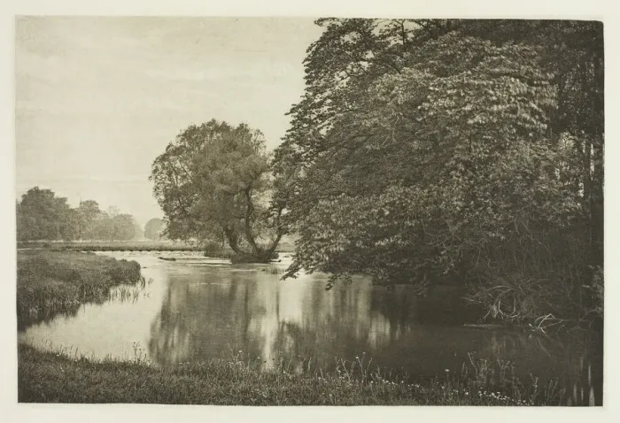 Framed Print : Crow-Island Stream, River Wye, 1880s. Creator: Peter Henry Emerson Framed Print : Crow-Island Stream, River Wye, 1880s. Creator: Peter Henry Emerson
