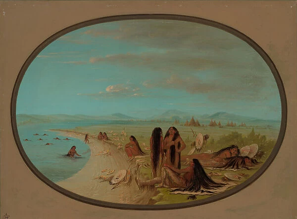 Crow Warriors Bathing, 1861  /  1869. Creator: George Catlin