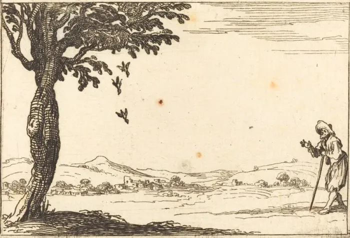 Framed Print : The Crow and her Young, 1628. Creator: Jacques Callot Framed Print : The Crow and her Young, 1628. Creator: Jacques Callot