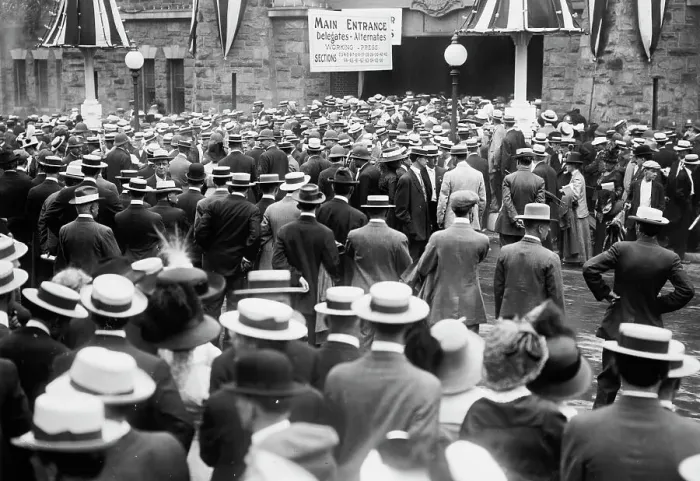 Framed Print : Crowd in front of Convention Hall, Baltimore, Md. 1912. Creator: Bain News Service Framed Print : Crowd in front of Convention Hall, Baltimore, Md. 1912. Creator: Bain News Service