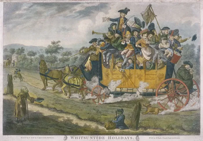 Framed Print : A crowded coach travelling between Greenwich and Charing Cross, London, 1783. Artist