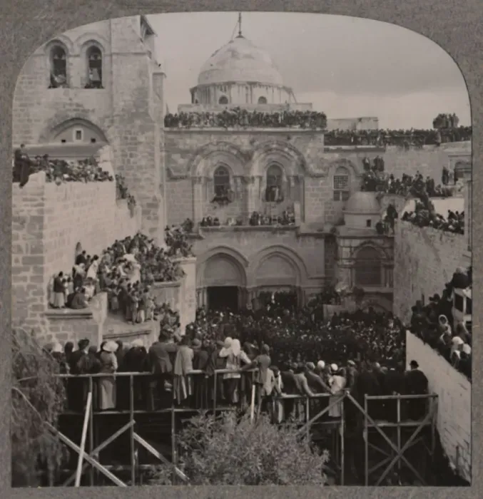 Framed Print : Crowds filling every niche of the Holy Sepulchure Church, c1900 Framed Print : Crowds filling every niche of the Holy Sepulchure Church, c1900