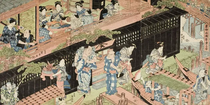 Framed Print : Crowds at Ryogoku, c1820. Creator: Utagawa Kuniyasu Framed Print : Crowds at Ryogoku, c1820. Creator: Utagawa Kuniyasu