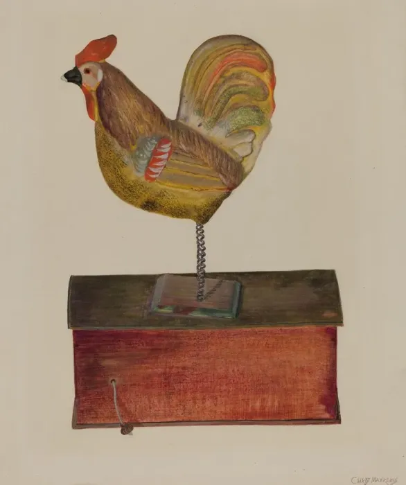 Framed Print : Crowing Cock, c. 1937. Creator: Chris Makrenos Framed Print : Crowing Cock, c. 1937. Creator: Chris Makrenos