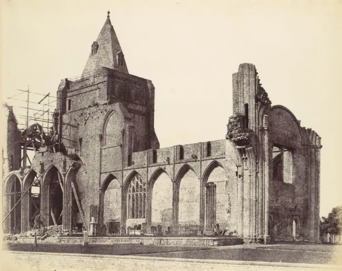 Framed Print : Crowland Abbey, the West Front Under Repair, 1860. Creator: Alfred Capel-Cure Framed Print : Crowland Abbey, the West Front Under Repair, 1860. Creator: Alfred Capel-Cure