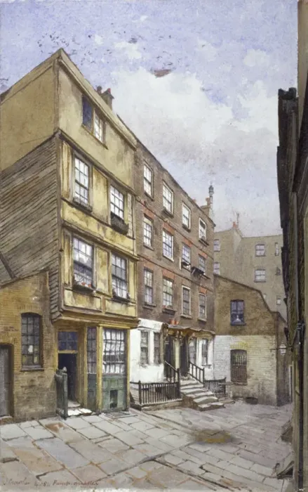 Framed Print : Crown Court, Chancery Lane, London, 1881. Artist: John Crowther Framed Print : Crown Court, Chancery Lane, London, 1881. Artist: John Crowther