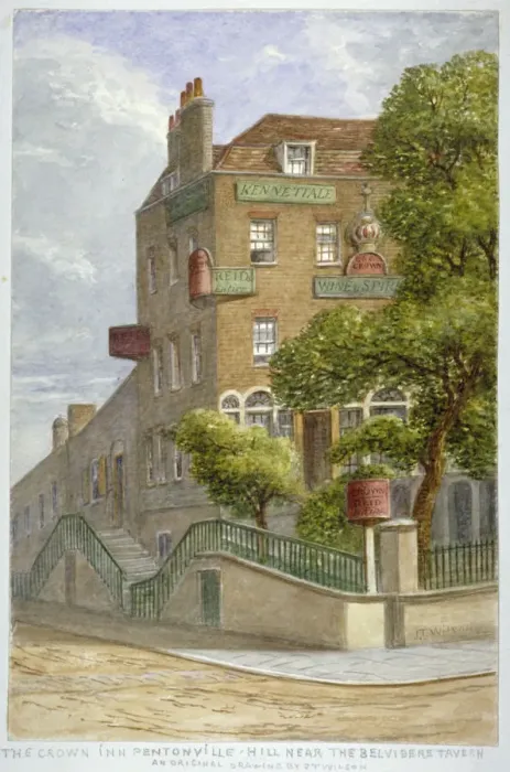 Framed Print : The Crown Inn, Pentonville Hill, Islington, London, c1865. Artist: JT Wilson Framed Print : The Crown Inn, Pentonville Hill, Islington, London, c1865. Artist: JT Wilson