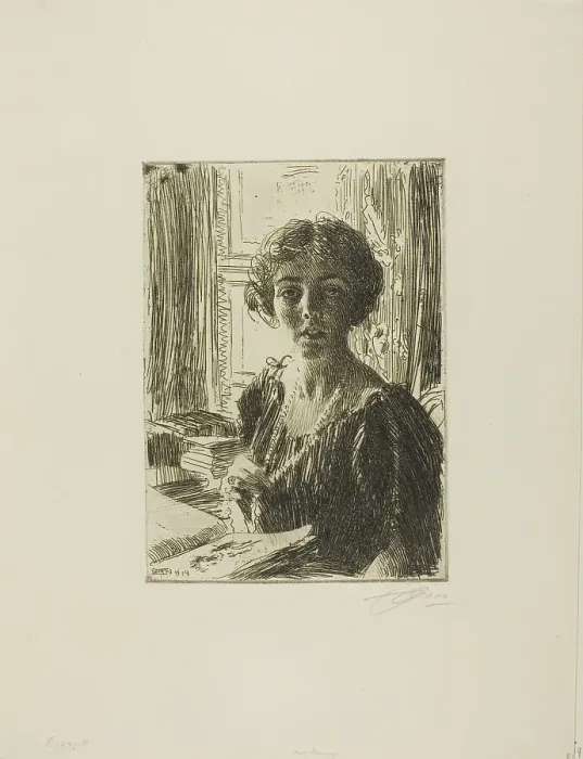 Framed Print : The Crown-Princess Margaret of Sweden, 1914. Creator: Anders Leonard Zorn