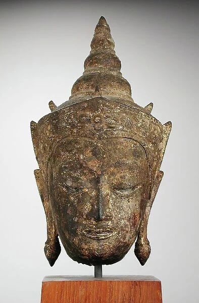 Crowned Buddha Head, 17th century. Creator: Unknown