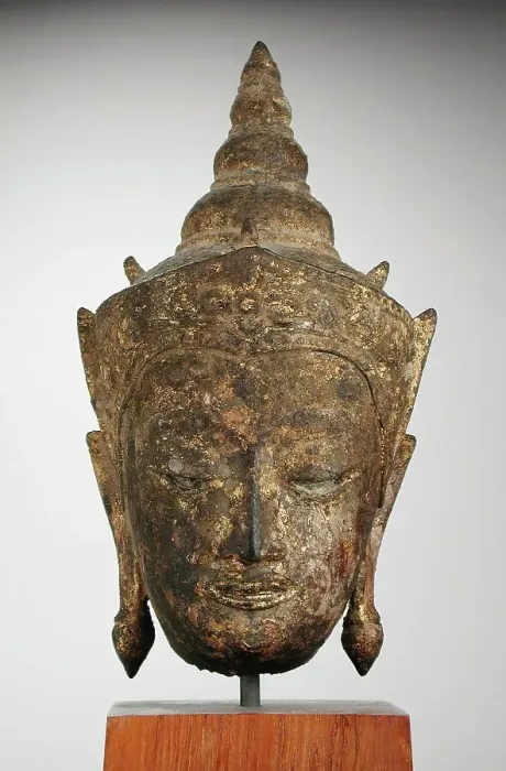 Framed Print : Crowned Buddha Head, 17th century. Creator: Unknown Framed Print : Crowned Buddha Head, 17th century. Creator: Unknown