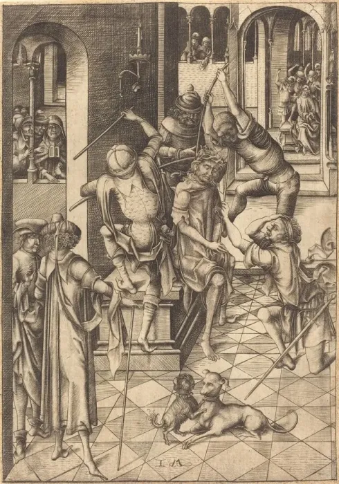 Framed Print : The Crowning with Thorns, c. 1480. Creator: Israhel van Meckenem Framed Print : The Crowning with Thorns, c. 1480. Creator: Israhel van Meckenem
