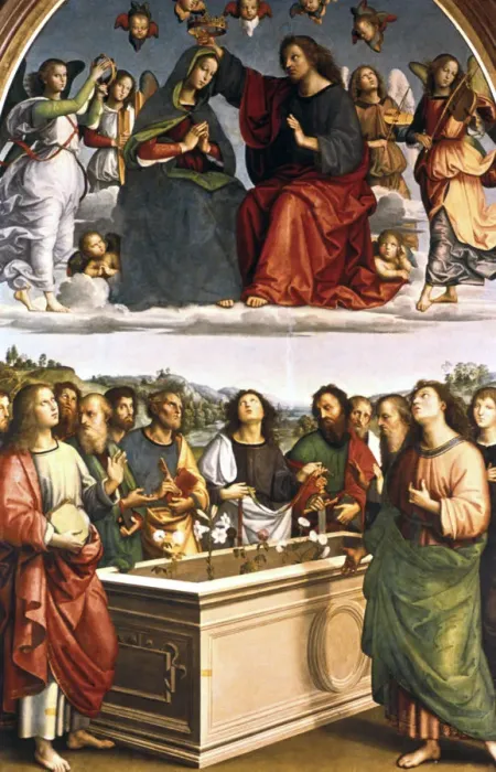 Framed Print : The Crowning of the Virgin (Oddi Altar), 1502-1503. Artist: Raphael Framed Print : The Crowning of the Virgin (Oddi Altar), 1502-1503. Artist: Raphael