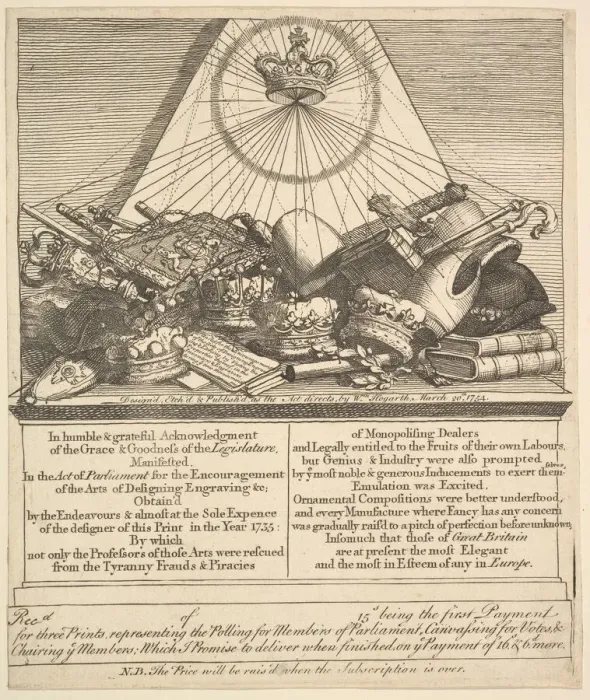 Framed Print : Crowns, Mitres, Maces, etc. 1755. Creator: William Hogarth Framed Print : Crowns, Mitres, Maces, etc. 1755. Creator: William Hogarth