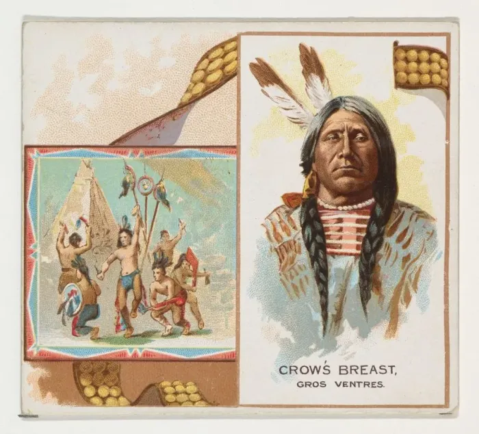 Framed Print : Crows Breast, Gros Ventres, from the American Indian Chiefs series (N36) for Allen & Framed Print : Crows Breast, Gros Ventres, from the American Indian Chiefs series (N36) for Allen &