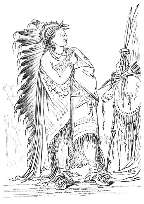 Framed Print : Two Crows, Native American male of the Minataree tribe, 1841. Artist: Myers and Co Framed Print : Two Crows, Native American male of the Minataree tribe, 1841. Artist: Myers and Co