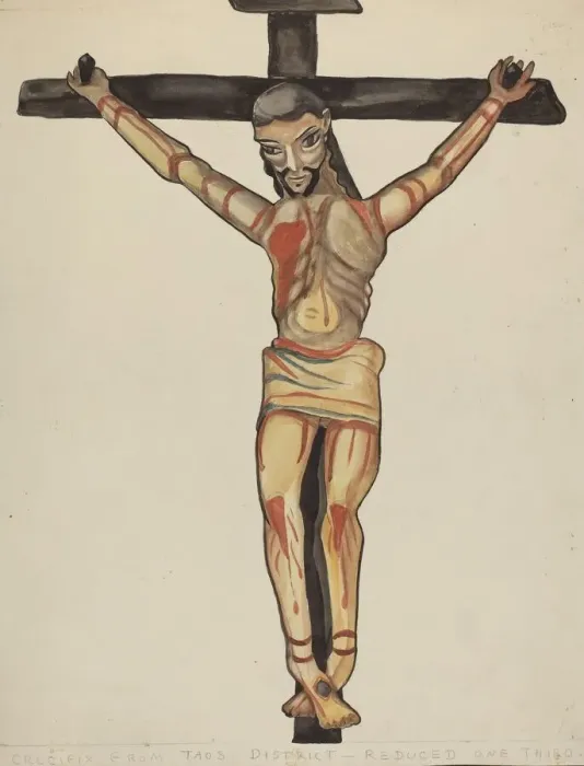 Framed Print : Crucifix, from Vicinity of Taos, 1935 / 1942. Creator: E. Boyd Framed Print : Crucifix, from Vicinity of Taos, 1935 / 1942. Creator: E. Boyd