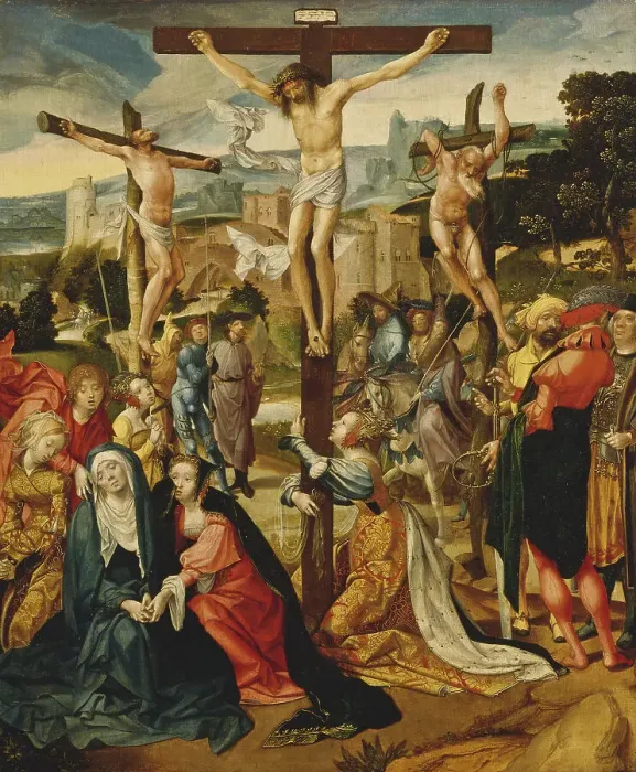 Framed Print : The Crucifixion, between 1500 and 1527. Creator: Cornelius Engebrechtsz Framed Print : The Crucifixion, between 1500 and 1527. Creator: Cornelius Engebrechtsz