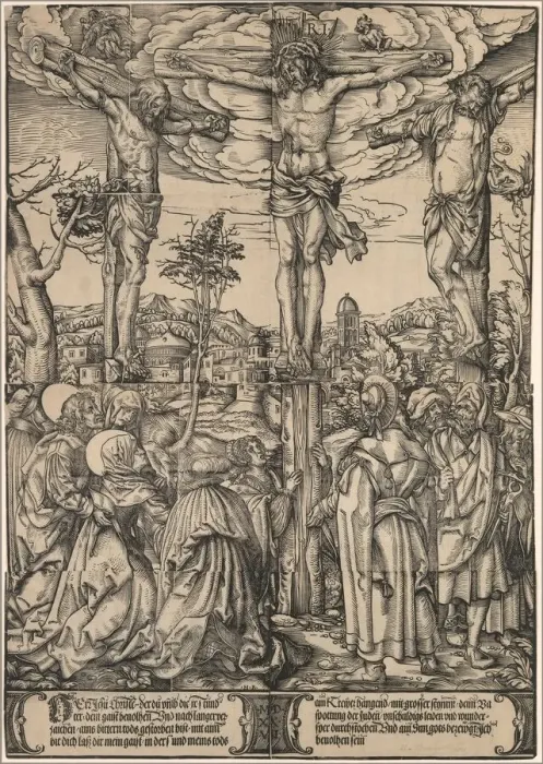 Framed Print : The Crucifixion, 1527. Creator: Hans Burgkmair, the Elder Framed Print : The Crucifixion, 1527. Creator: Hans Burgkmair, the Elder