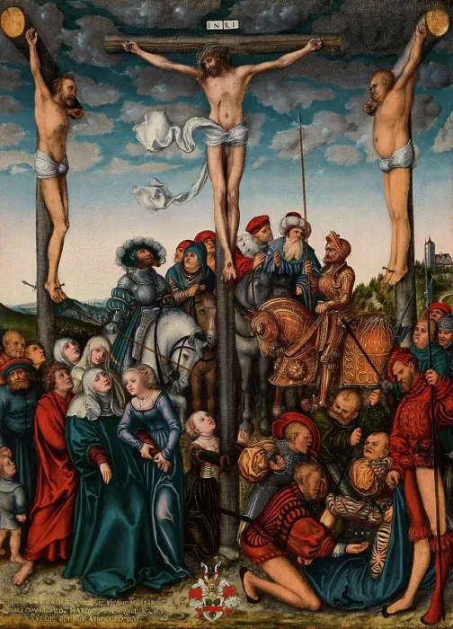 Framed Print : Crucifixion, 1532. Creator: Lucas Cranach the Elder Framed Print : Crucifixion, 1532. Creator: Lucas Cranach the Elder