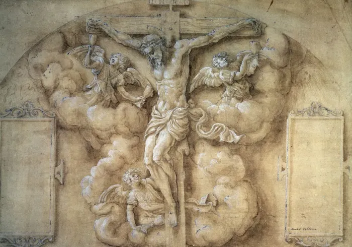 Framed Print : The Crucifixion, 1547. Artist: Giulio Campi Framed Print : The Crucifixion, 1547. Artist: Giulio Campi