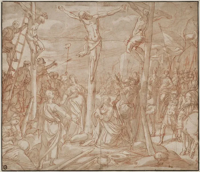 Framed Print : The crucifixion, 1598. Creator: Jan Luyken Framed Print : The crucifixion, 1598. Creator: Jan Luyken