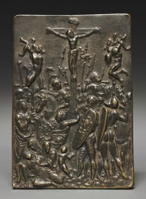 Framed Print : The Crucifixion, 16th century. Creator: Moderno (Italian, 1467-1528), cast after a model by Framed Print : The Crucifixion, 16th century. Creator: Moderno (Italian, 1467-1528), cast after a model by