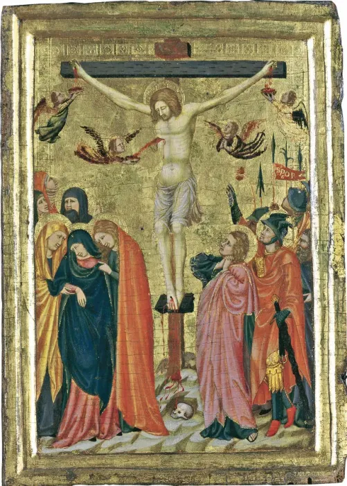 Framed Print : The Crucifixion. Artist: Master of the Pomposa Chapterhouse (active ca 1320) Framed Print : The Crucifixion. Artist: Master of the Pomposa Chapterhouse (active ca 1320)