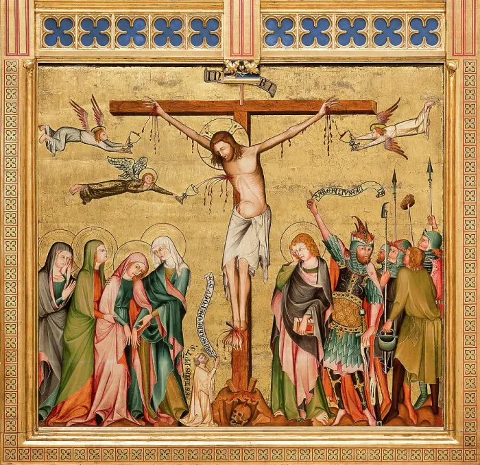 Framed Print : The Crucifixion (Back of the Verdun Altar), c1331. Creator: Master of the back of the Verdun Altar (active ca 1331) Framed Print : The Crucifixion (Back of the Verdun Altar), c1331. Creator: Master of the back of the Verdun Altar (active ca 1331)